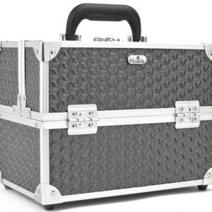 MODELLA Makeup Train Case Portable Cosmetic Box Jewelry Organizer Lockable